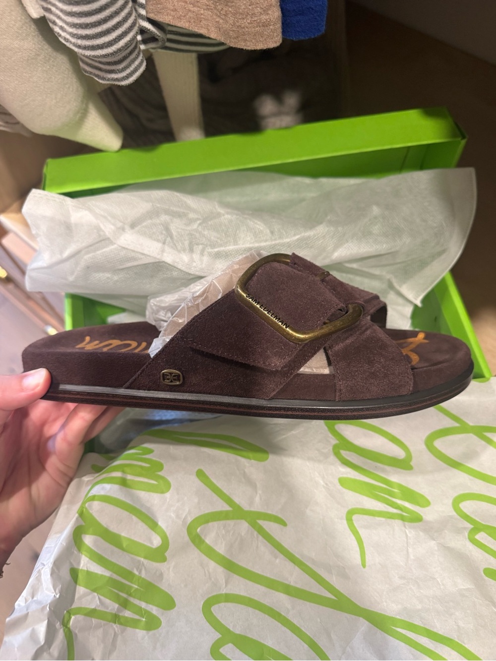 Sam Edelman Darla Slide in Cafe Suede NWT